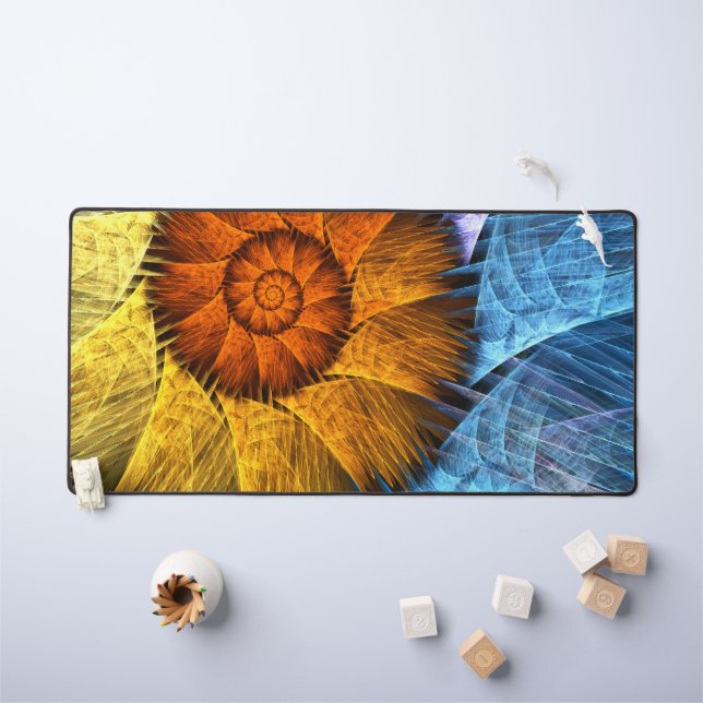 Floral Orange Bleu Jaune Art Abstrait (Tableau pour enfants)