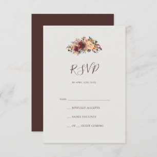 Floral Orange Bourgogne Carte RSVP beige