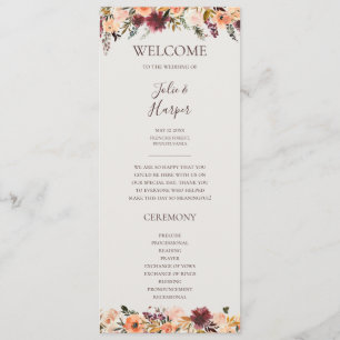 Floral Orange Bourgogne   Programme de mariage bei