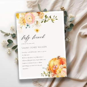Floral Orange Citrouille Baby Brunch Invitation do