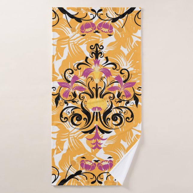 Floral Orange Design, Hollow Life (Serviette de bain)