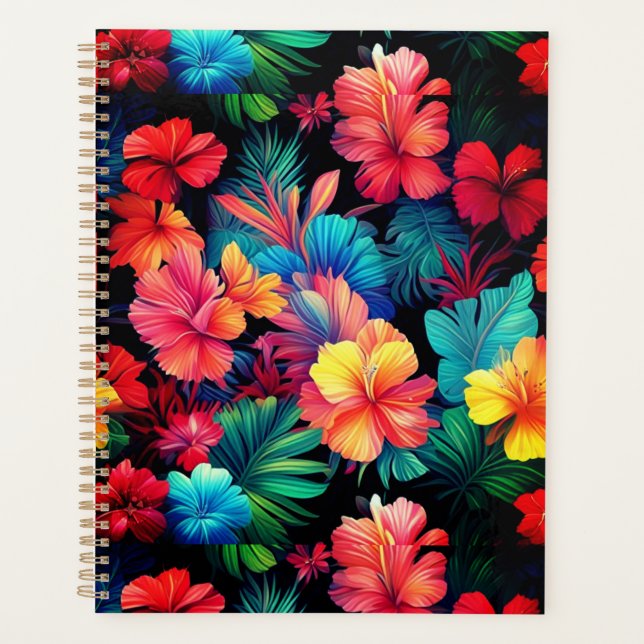Floral Orange Tropical Flowers Feuille-66771 (Devant)