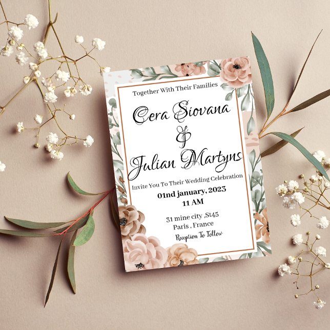 Floral orchid frame wedding invitation (Créateur téléchargé)