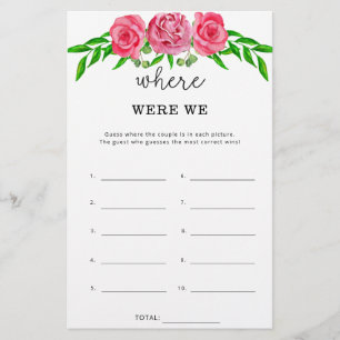 Floral Où étions-nous jeu de douche nuptiale