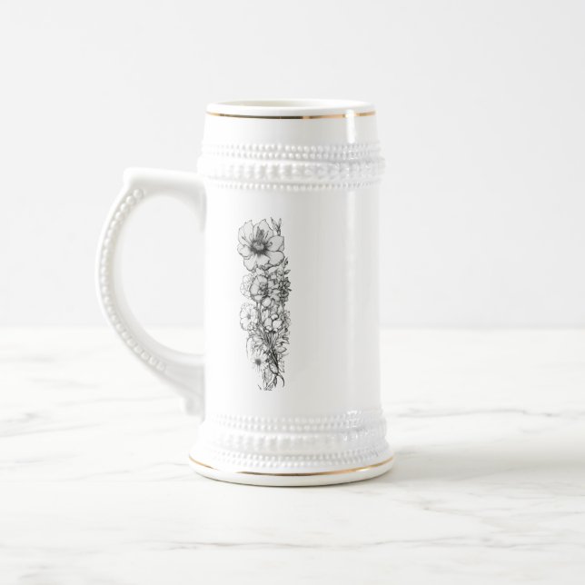 Floral Outline Art - 22 oz Stein Mug Design (Gauche)