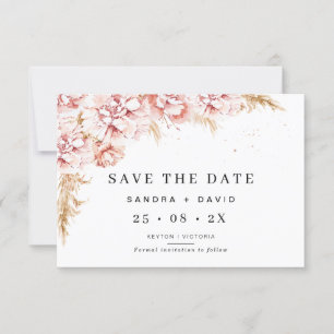 Floral Pampas Mariage Grass Enregistrer La Carte D