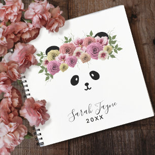 Floral Panda Bear Girl Carnet personnalisé
