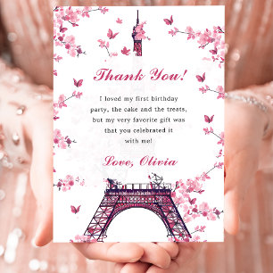 Floral Paris Tour Eiffel Carte de remerciements