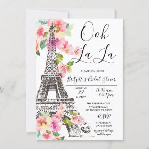 Floral Paris Tour Eiffel Invitation de douche nupt