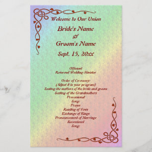 Floral Pattern Arc-en-ciel Programme de mariage d'