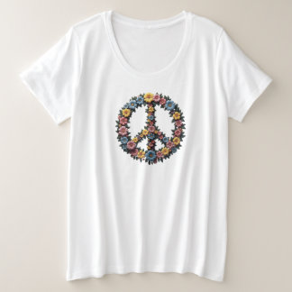 Floral Peace Sign Plus Size Tee