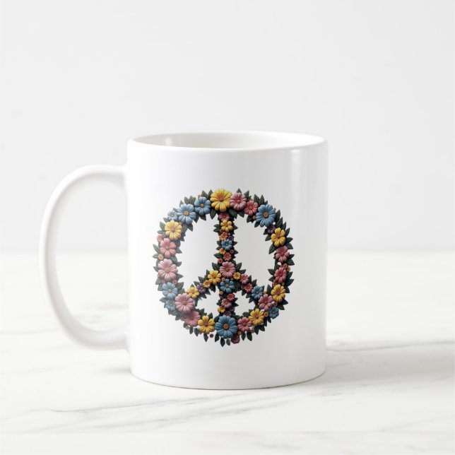 Floral Peace Symbol Mug (Gauche)