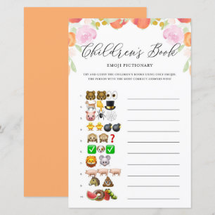 Floral Peaches Emoji Pictionary Baby shower jeu
