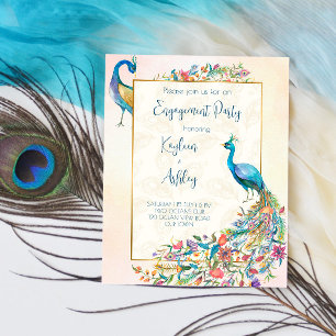 Floral Peacock invitation budgétaire