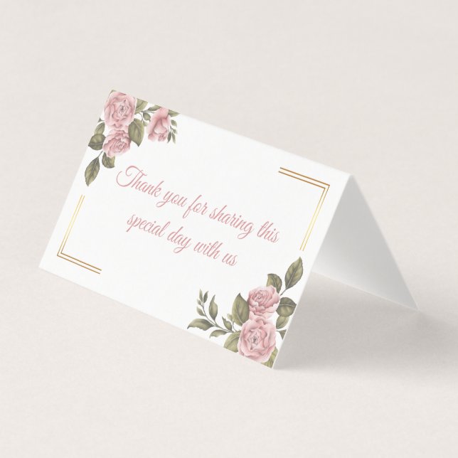 Floral Peony rose Fleur Mariage d'été Merci (Front)