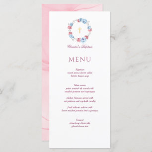 Floral Peony Wreath Baptism Christening Menu
