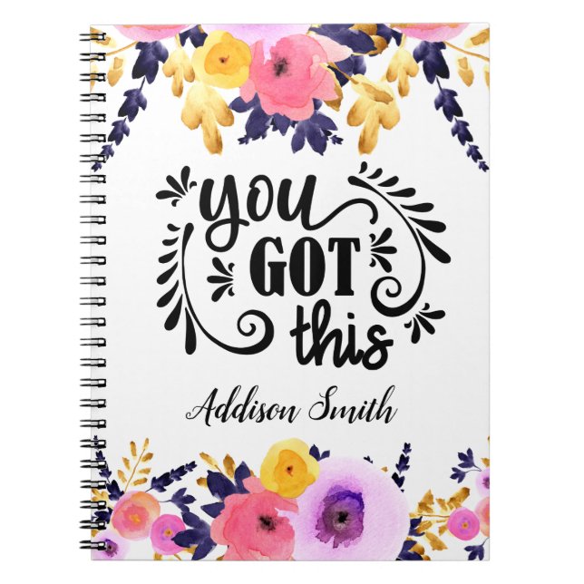 Floral Personnalisé Carnet "You got this" (Devant)