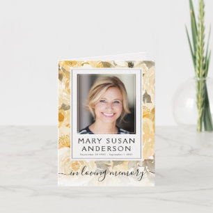 Floral Photo Funeral Memorial Merci Carte de note