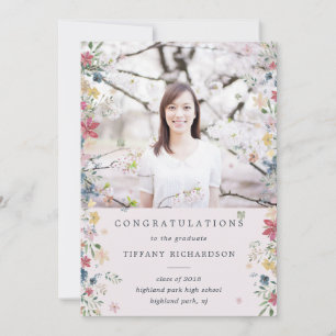 Floral Photo Graduation Faire-part