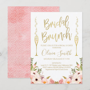 Floral Pink Bridal Brunch Invitation à la douche n