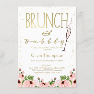 Floral Pink Bridal Brunch Invitation à la douche n