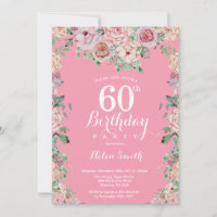 Floral Pink Peonies 60e anniversaire Invitation