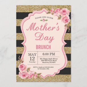 Floral Pink Peonies Mothers Day Brunch Invitation