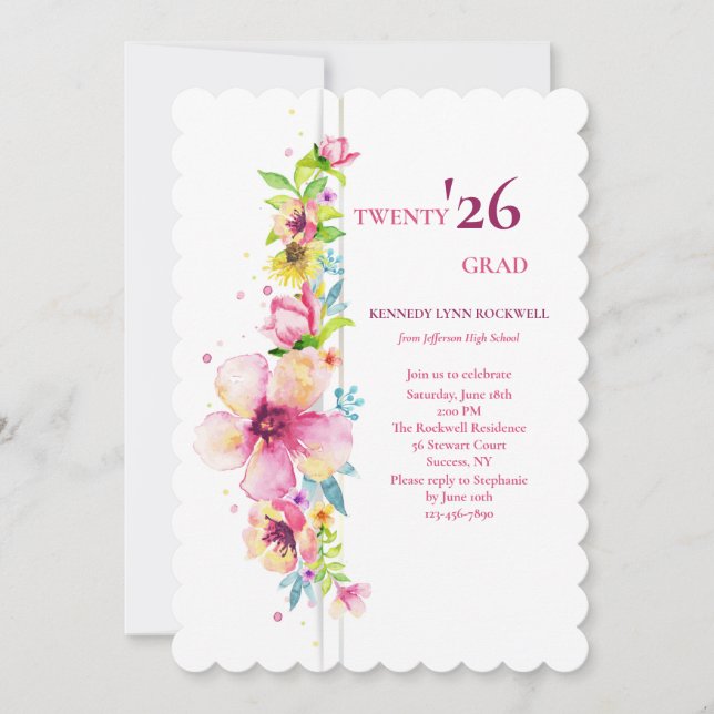 Floral Pole Graduation Invitation (Devant)