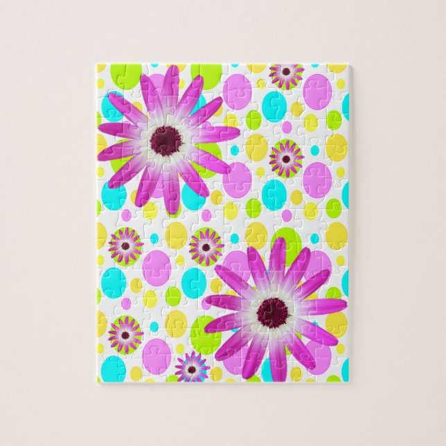 Floral Polkadot Jigsaw Puzzle Daisy (Vertical)