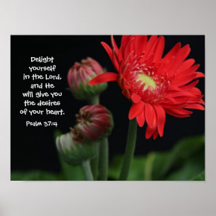 Floral Poster w/ Bible verse from Psalm 37:4