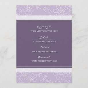 Floral pourpre et blanc de menu de mariage