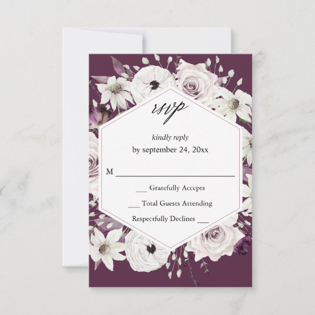 Floral pourpre et blanc sans repas RSVP VER - viol (Devant)