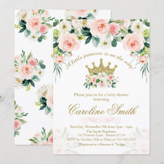 Floral Princess Gold Baby shower Invitation