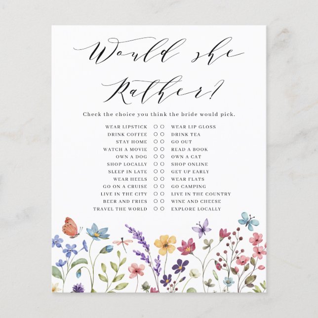 Floral Printemps Été Plairait-elle Douche nuptiale (Devant)