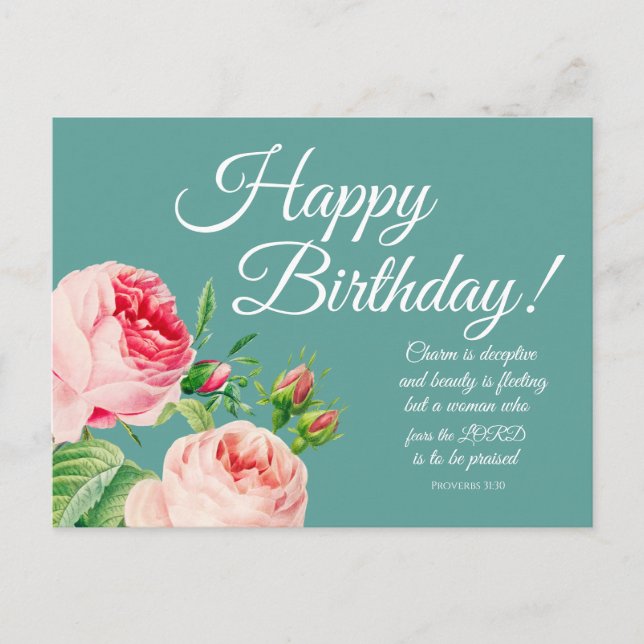 Floral Proverbs 31 Carte postale Anniversaire (Devant)