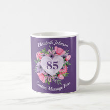 Floral Purple 85e Anniversaire Mug pour femmes