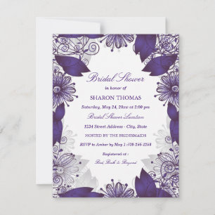 Floral Purple Élégant Invitation de douche nupti