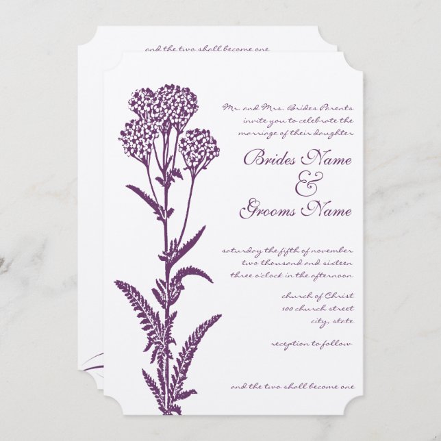 Floral Purple Faire-part de mariage religieuse (Devant / Derrière)