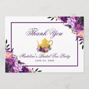 Floral Purple Gold Merci de la fête du thé de la m