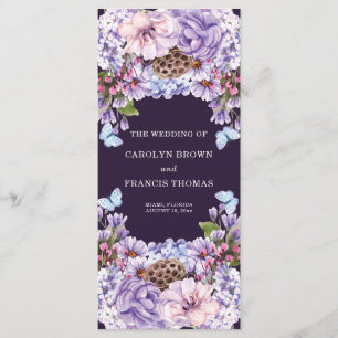 Floral Purple Watercolor Programme de mariage