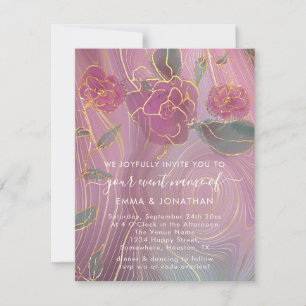 Floral QR Code Marsala Bourgogne Or rose