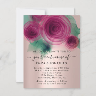 Floral QR Code Marsala Rose Blush Green