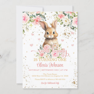 Floral Quelques Bunny Invitation Anniversaire - Do