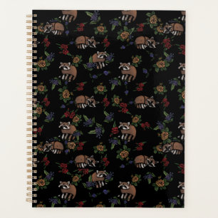 Floral Raccoons mignon couchant Motif