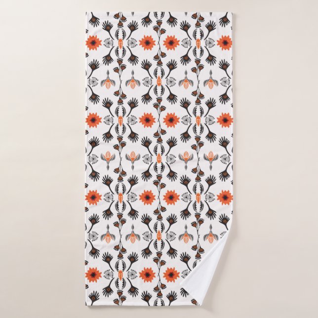 Floral rayé de Bohème, Motif sans joint, Main Dr. (Serviette de bain)
