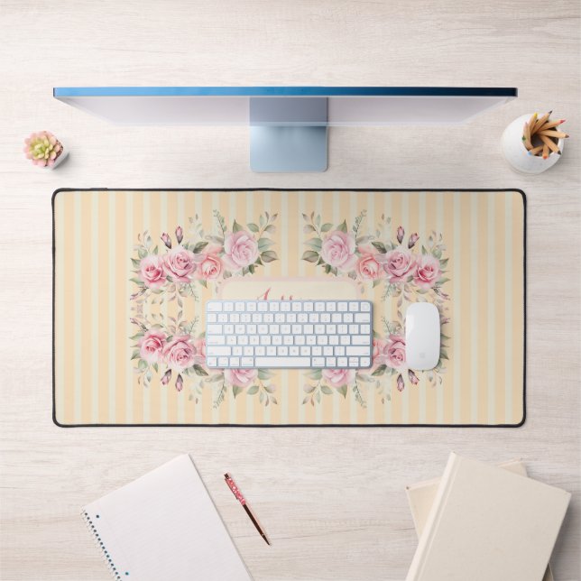 Floral rayé jaune doux (Bureau 1)