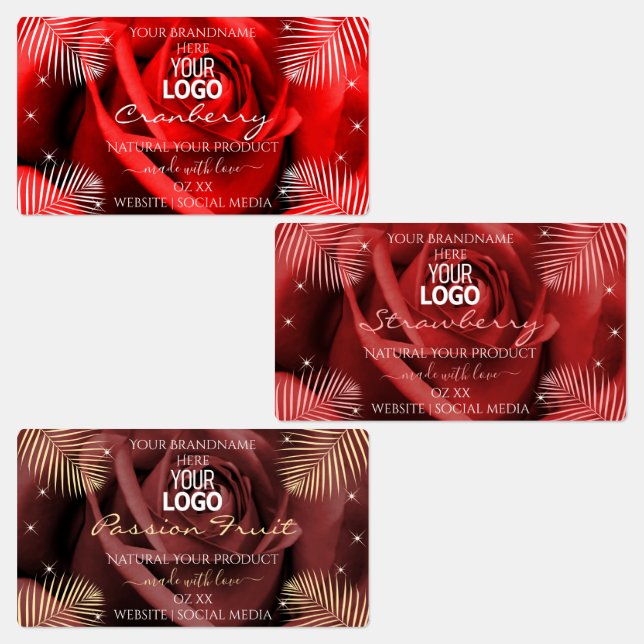 Floral Red Burgundy Boîtier Étiquette Logo (Groupe)