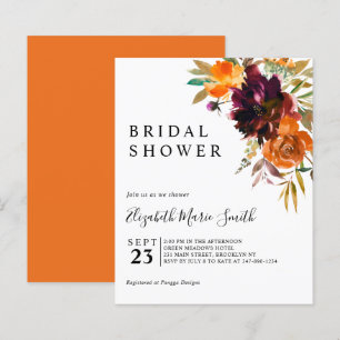 Floral Red Fall Budget Douche nuptiale Invitation