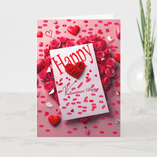 Floral Red Valentines Jour Je t'aime Carte