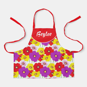 Floral Red Yellow Girls All-Over Imprimer Tablier